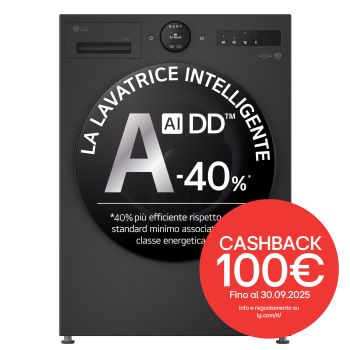 Immagine frontale della lavatrice LG F4X70013TBB serie X7 classe A-40%